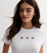 New Look White 3 Bees Crew Neck T-Shirt